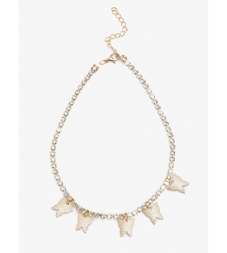 YouBella Gold-Toned & White Gold-Plated Butterfly Necklace